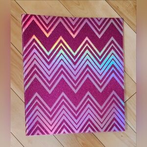 NEW U Style Pink Holographic Glitter Chevron 2" 3-Ring Binder (holds 400 sheets)